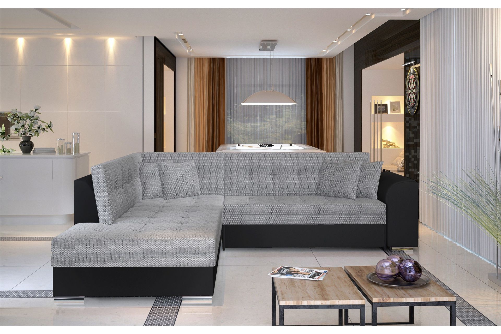 Moclino H&ouml;rnb&auml;ddsoffa - Gr&aring;/Svart