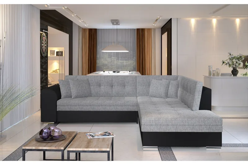 Moclino Hörnbäddsoffa - Grå/Svart - Möbler - Vardagsrum - Bäddsoffor - Hörnbäddsoffa