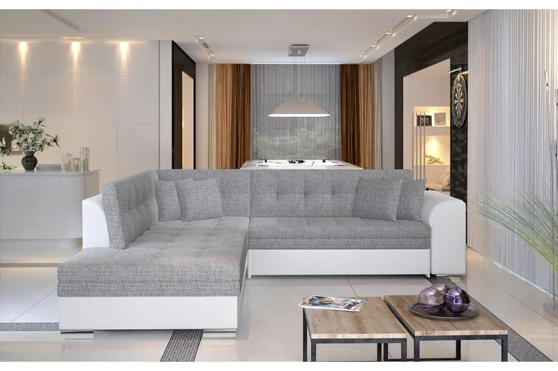 Moclino Hörnbäddsoffa, Grå/Vit