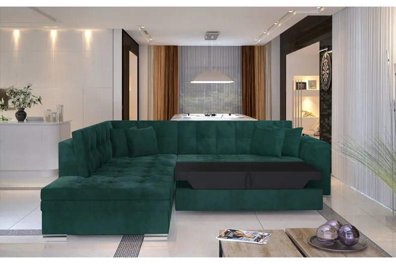 Moclino Hörnbäddsoffa - Grön - Möbler - Vardagsrum - Soffor - Divansoffa & schäslong