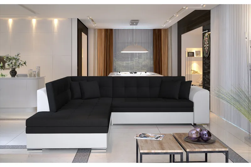 Moclino Hörnbäddsoffa - Svart/Vit - Möbler - Vardagsrum - Soffor - Divansoffa & schäslong