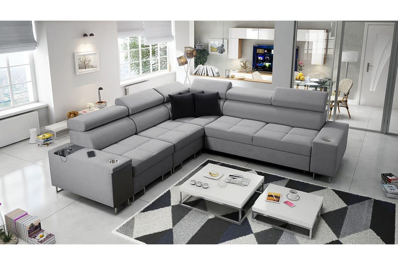Morenia 3-sits Hörnbäddsoffa Höger - Ljusgrå - Möbler - Vardagsrum - Bäddsoffor - Hörnbäddsoffa