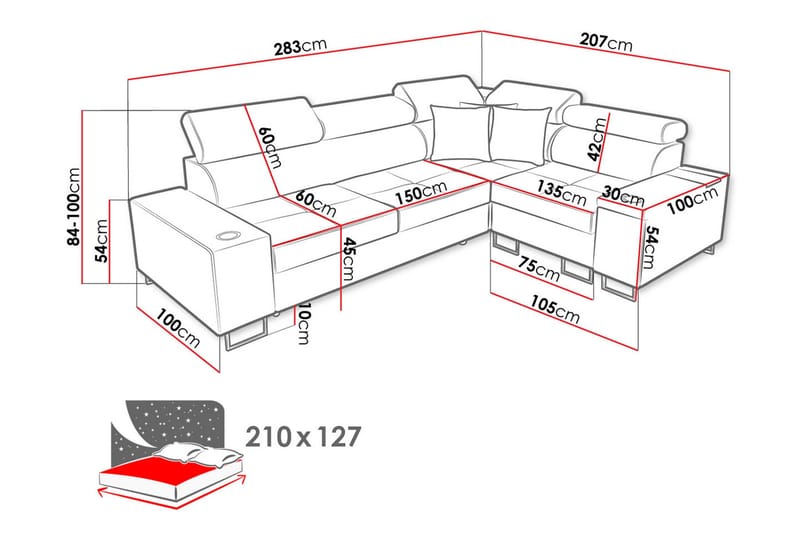 Morenia 3-sits Hörnbäddsoffa Universal - Brun - Möbler - Vardagsrum - Bäddsoffor - Hörnbäddsoffa