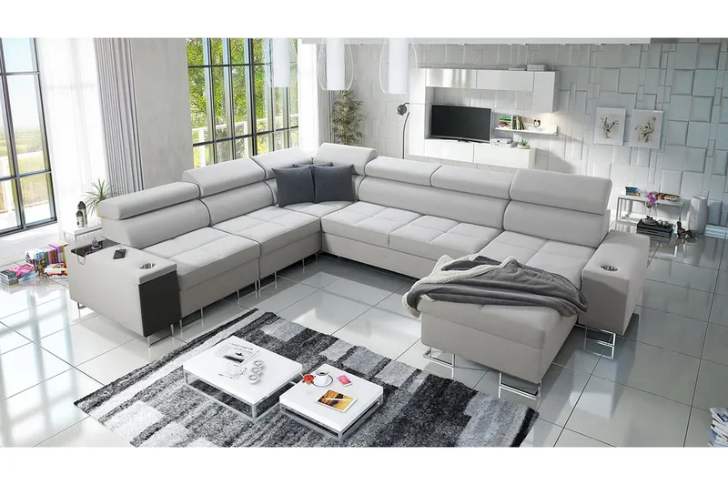 Morenia 4-sits Bäddsoffa Vänster - Vit - Möbler - Vardagsrum - Bäddsoffor - Hörnbäddsoffa