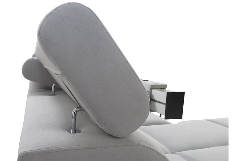 Morenia 4-sits Högervänd Bäddsoffa 127x258 cm med Förvaring i Sammet - Ljusgrå - Möbler - Vardagsrum - Bäddsoffor - Hörnbäddsoffa