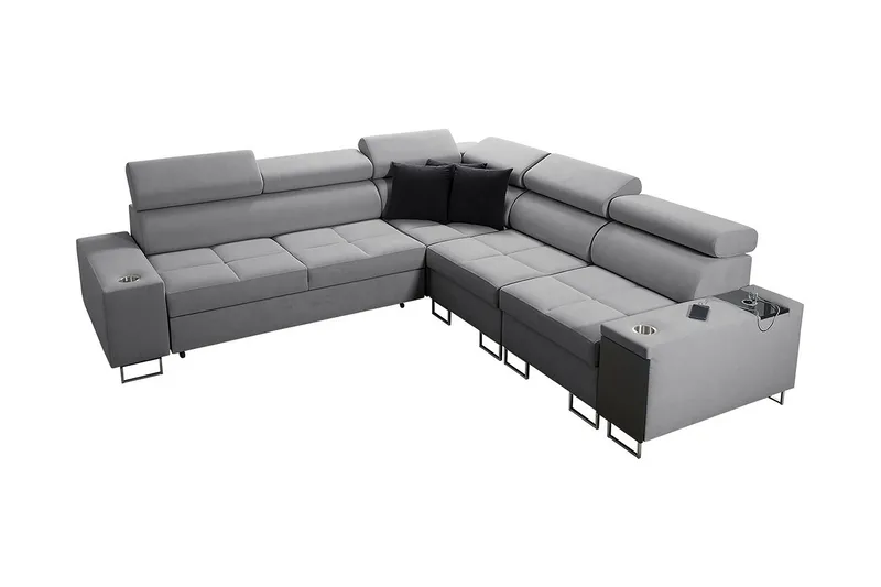 Morenia 4-sits Hörnbäddsoffa Höger, Ljusgrå