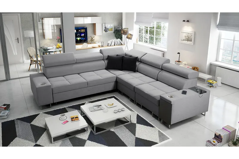 Morenia 4-sits Hörnbäddsoffa Höger - Ljusgrå - Möbler - Vardagsrum - Bäddsoffor - Hörnbäddsoffa