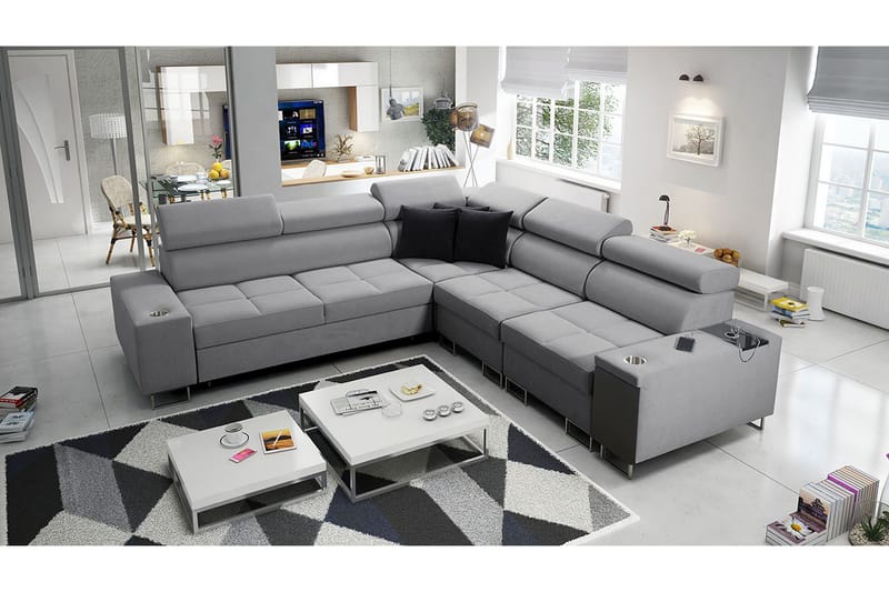 Morenia 4-sits Hörnbäddsoffa Höger - Ljusgrå - Möbler - Vardagsrum - Bäddsoffor - Hörnbäddsoffa
