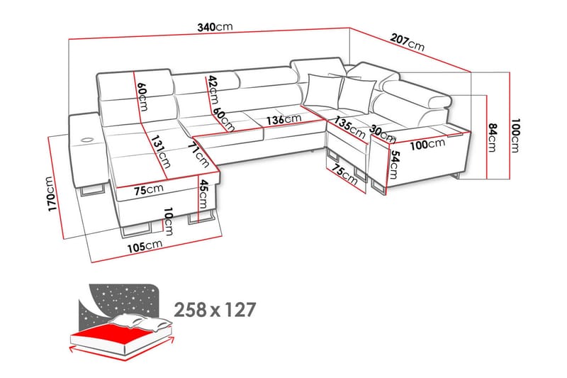 Morenia 4-sits Hörnbäddsoffa Höger - Vit - Möbler - Vardagsrum - Bäddsoffor - Hörnbäddsoffa