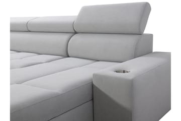 Morenia 4-sits Vänstervänd Bäddsoffa 127x284 cm med Förvaring i Sammet - Ljusgrå - Möbler - Vardagsrum - Bäddsoffor - Hörnbäddsoffa