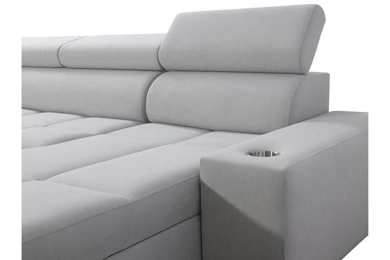 Morenia 4-sits Vänstervänd Bäddsoffa 127x284 cm med Förvaring i Sammet - Ljusgrå - Möbler - Vardagsrum - Bäddsoffor - Hörnbäddsoffa