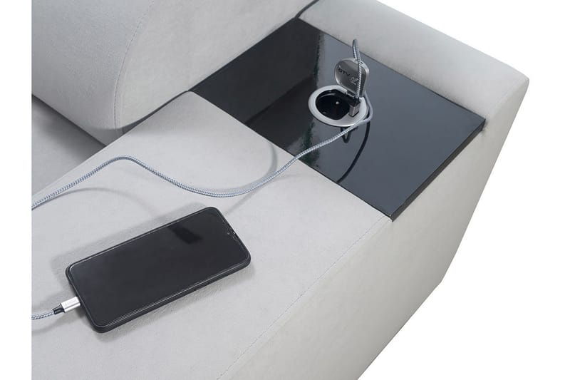 Morenia 4-sits Vänstervänd Bäddsoffa 127x284 cm med Förvaring i Sammet - Ljusgrå - Möbler - Vardagsrum - Bäddsoffor - Hörnbäddsoffa