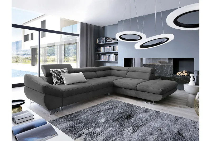 Hörnbäddsoffa - Mörkgrå - Möbler - Vardagsrum - Bäddsoffor