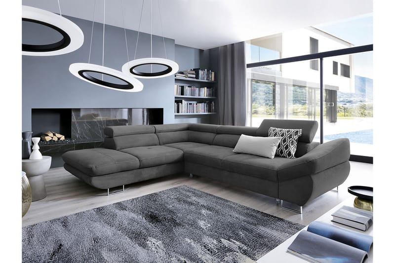 Hörnbäddsoffa - Mörkgrå - Möbler - Vardagsrum - Bäddsoffor