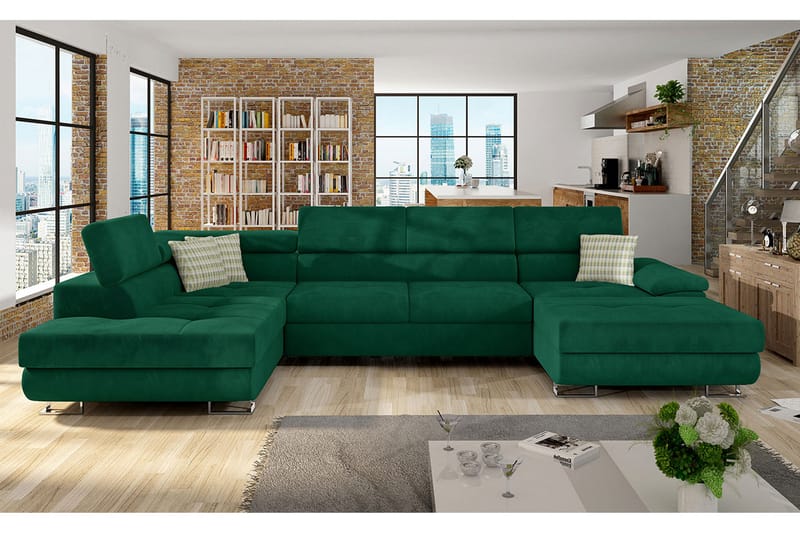 RAMERO Bäddsoffa Höger - Grön - Möbler - Vardagsrum - Bäddsoffor - Hörnbäddsoffa
