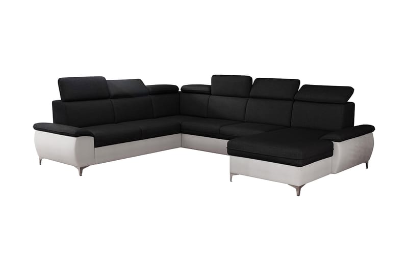 SANGHVI Hörnsoffa Höger Svart/Vit - Svart/Vit - Möbler - Vardagsrum - Bäddsoffor - Hörnbäddsoffa