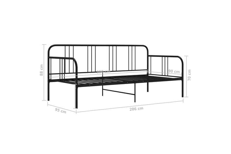 Sängram bäddsoffa svart metall 90x200 cm - Svart - Möbler - Vardagsrum - Bäddsoffor - Hörnbäddsoffa