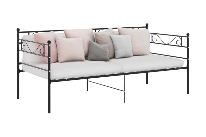 Sängram bäddsoffa svart metall 90x200 cm - Svart - Hörnbäddsoffa - Bäddsoffor