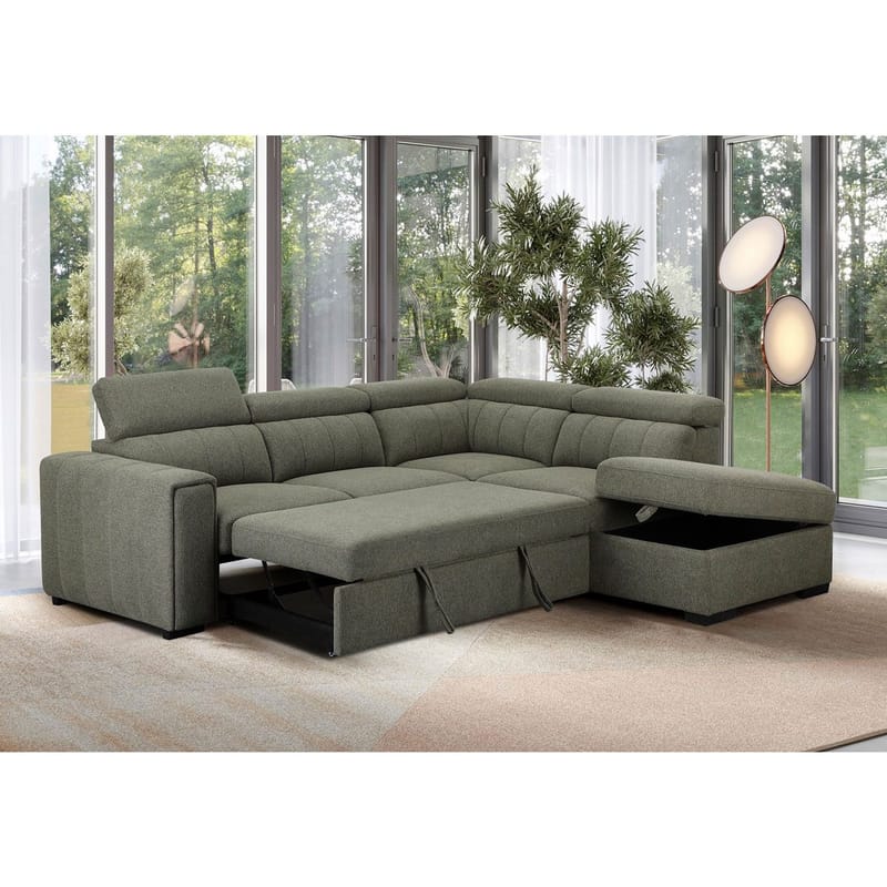 Hörnbäddsoffa Selmar Höger - Ljusgrön - Möbler - Vardagsrum - Bäddsoffor - Hörnbäddsoffa