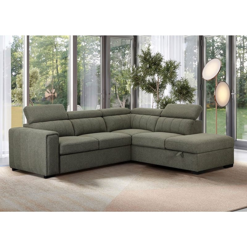 Hörnbäddsoffa Selmar Höger - Ljusgrön - Möbler - Vardagsrum - Bäddsoffor - Hörnbäddsoffa