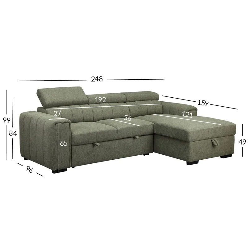 Hörnbäddsoffa Selmar Höger - Ljusgrön - Möbler - Vardagsrum - Bäddsoffor - Hörnbäddsoffa