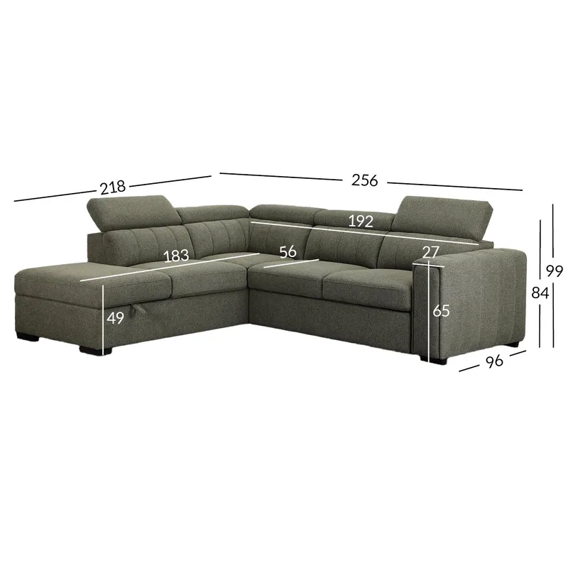 Hörnbäddsoffa Selmar Vänster - Ljusgrön - Möbler - Vardagsrum - Bäddsoffor - Hörnbäddsoffa