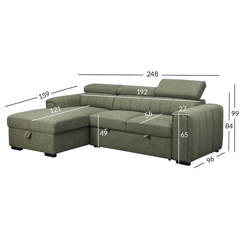 Hörnbäddsoffa Selmar Vänster - ljusgrön - Möbler - Vardagsrum - Bäddsoffor - Hörnbäddsoffa