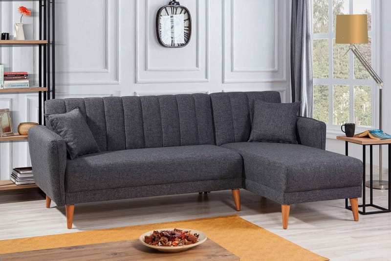 SHIELA Hörnbäddsoffa Mörkgrå - Möbler - Vardagsrum - Bäddsoffor - Hörnbäddsoffa