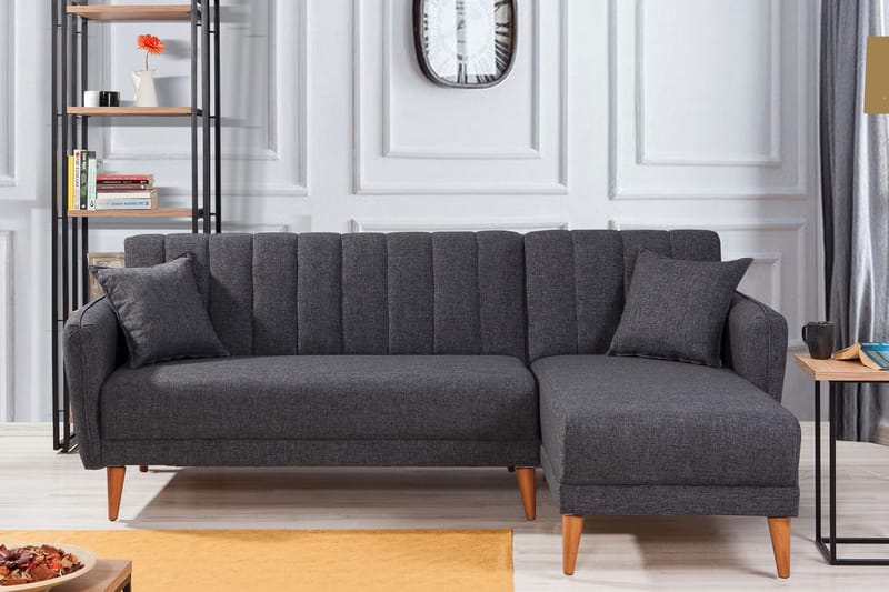 SHIELA Hörnbäddsoffa Mörkgrå - Möbler - Vardagsrum - Bäddsoffor - Hörnbäddsoffa