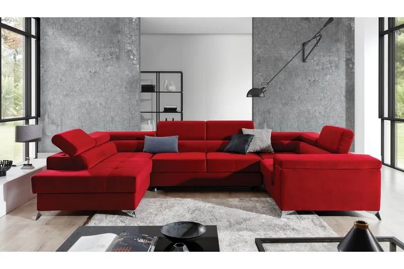 Theriago Hörnbäddsoffa med Divan Vänster - Röd - Möbler - Vardagsrum - Bäddsoffor - Hörnbäddsoffa