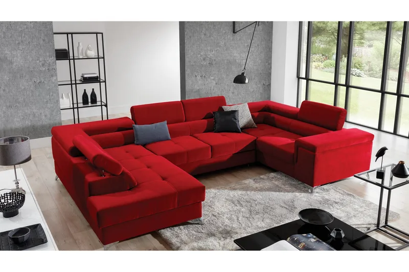 Theriago Hörnbäddsoffa med Divan Vänster - Röd - Möbler - Vardagsrum - Bäddsoffor - Hörnbäddsoffa
