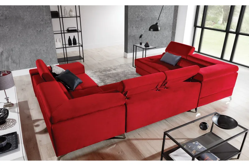 Theriago Hörnbäddsoffa med Divan Vänster - Röd - Möbler - Vardagsrum - Bäddsoffor - Hörnbäddsoffa