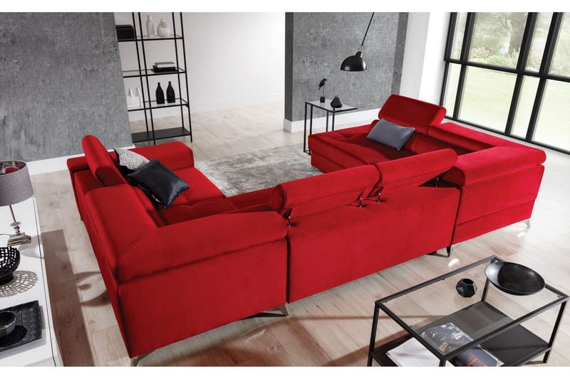 Theriago Hörnbäddsoffa med Divan Vänster - Röd - Möbler - Vardagsrum - Bäddsoffor - Hörnbäddsoffa