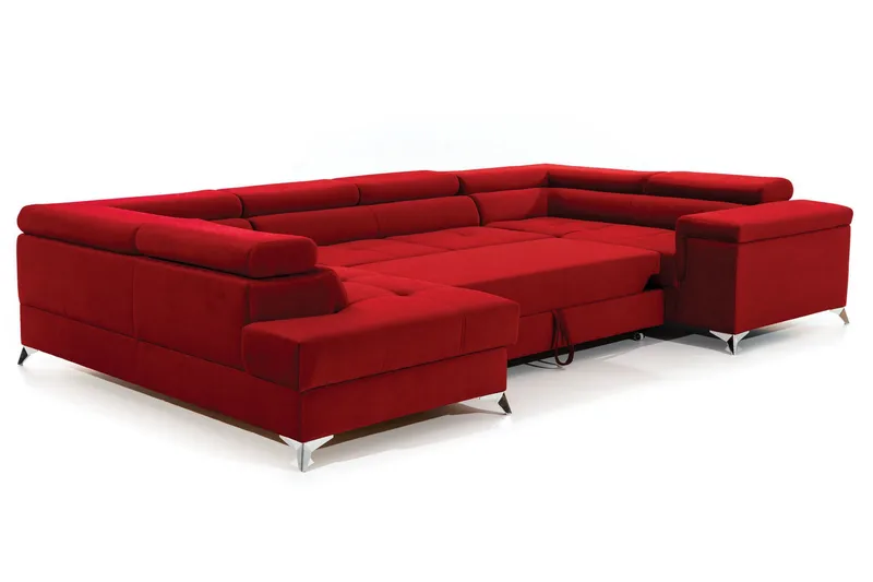 Theriago Hörnbäddsoffa med Divan Vänster - Röd - Möbler - Vardagsrum - Bäddsoffor - Hörnbäddsoffa