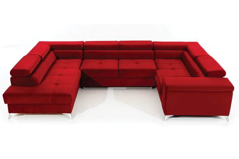 Theriago Hörnbäddsoffa med Divan Vänster - Röd - Möbler - Vardagsrum - Bäddsoffor - Hörnbäddsoffa