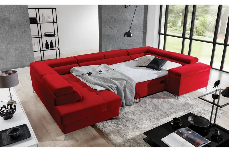 Theriago Hörnbäddsoffa med Divan Vänster - Röd - Möbler - Vardagsrum - Bäddsoffor - Hörnbäddsoffa