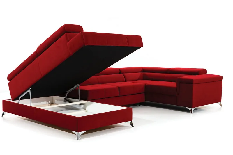 Theriago Hörnbäddsoffa med Divan Vänster - Röd - Möbler - Vardagsrum - Bäddsoffor - Hörnbäddsoffa
