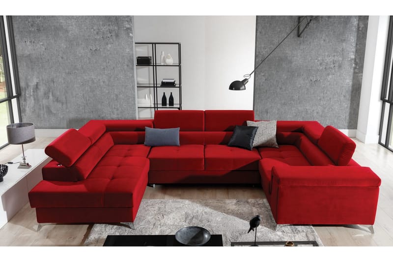 Theriago Hörnbäddsoffa med Divan Vänster - Röd - Möbler - Vardagsrum - Bäddsoffor - Hörnbäddsoffa