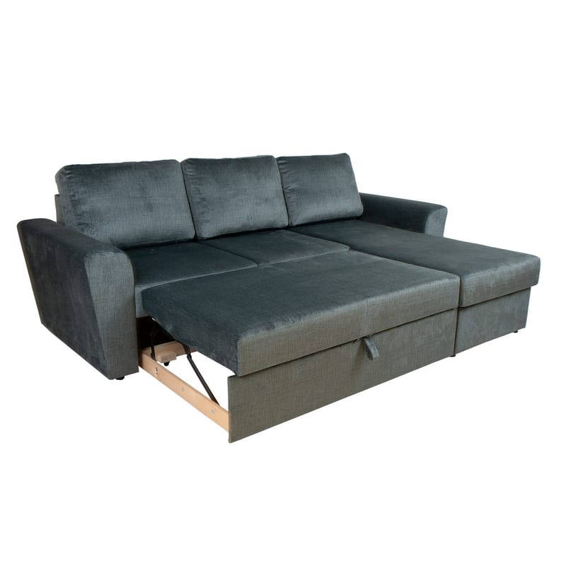 Hörnbäddsoffa Tjörnö - Grön sammet - Möbler - Vardagsrum - Bäddsoffor - Hörnbäddsoffa