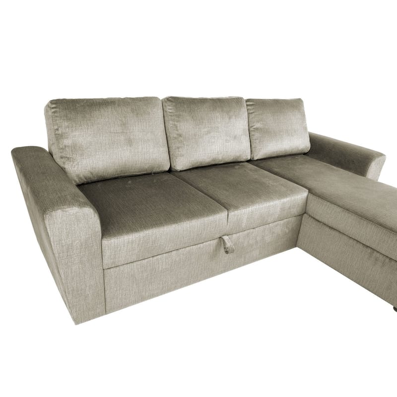 Hörnbäddsoffa Tjörnö sammet - beige sammet - Möbler - Vardagsrum - Bäddsoffor