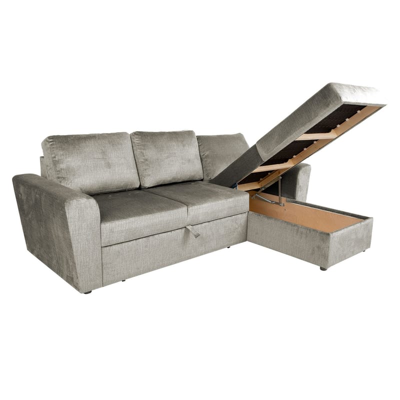 Hörnbäddsoffa Tjörnö sammet - beige sammet - Möbler - Vardagsrum - Bäddsoffor