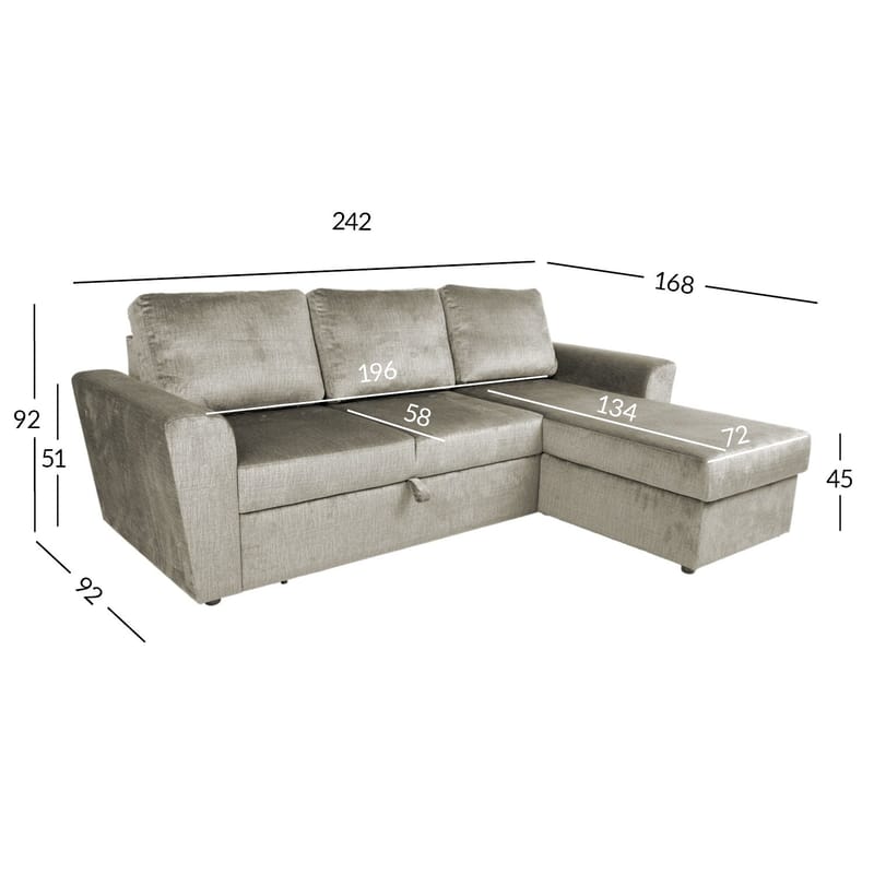 Hörnbäddsoffa Tjörnö sammet - beige sammet - Möbler - Vardagsrum - Bäddsoffor
