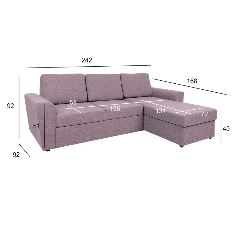 Hörnbäddsoffa Tjörnö - Vintage rosa - Möbler - Vardagsrum - Bäddsoffor - Hörnbäddsoffa