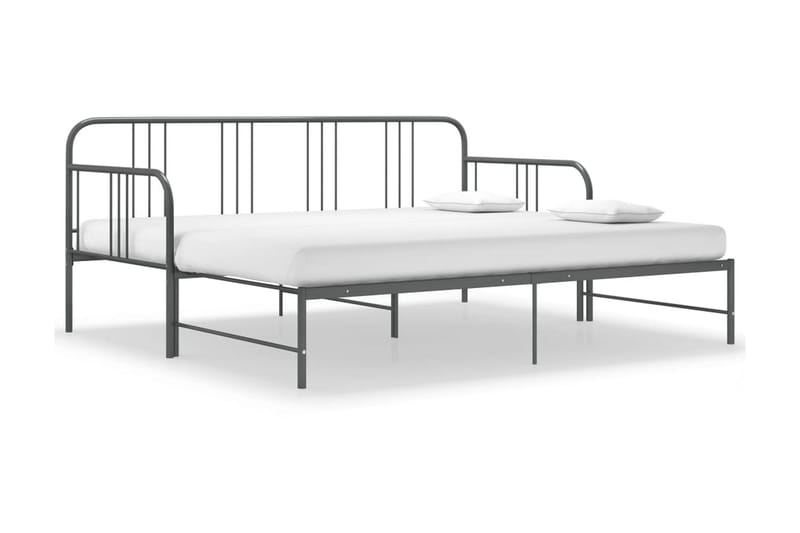 Utdragbar sängram bäddsoffa grå metall 90x200 cm - Grå - Bäddsoffor - Hörnbäddsoffa