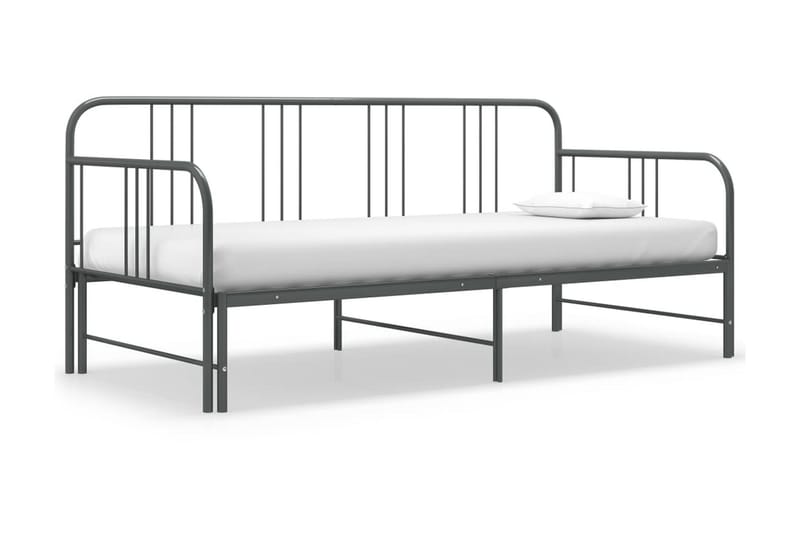 Utdragbar sängram bäddsoffa grå metall 90x200 cm - Grå - Möbler - Vardagsrum - Bäddsoffor - Hörnbäddsoffa