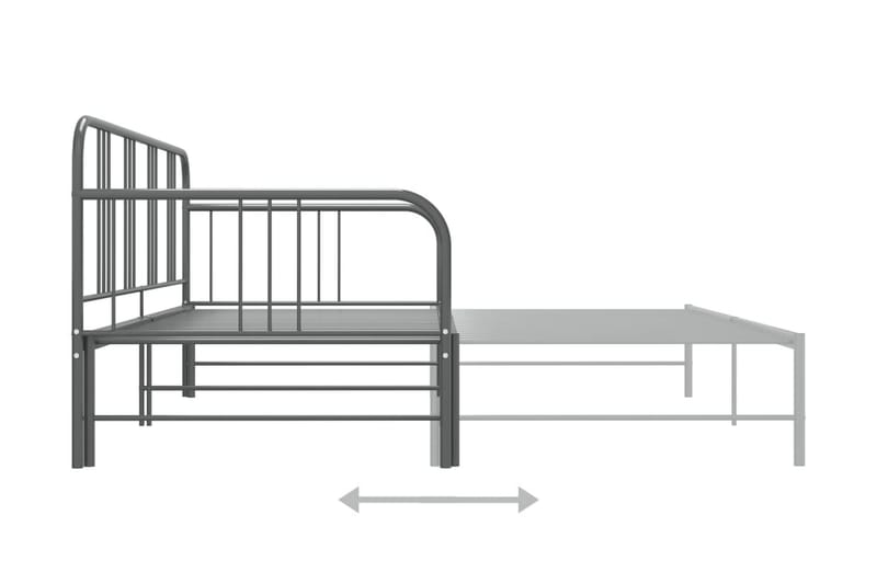 Utdragbar sängram bäddsoffa grå metall 90x200 cm - Grå - Möbler - Vardagsrum - Bäddsoffor - Hörnbäddsoffa