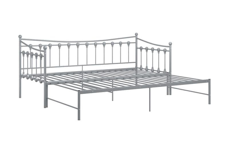 Utdragbar sängram bäddsoffa grå metall 90x200 cm - Grå - Hörnbäddsoffa - B�äddsoffor