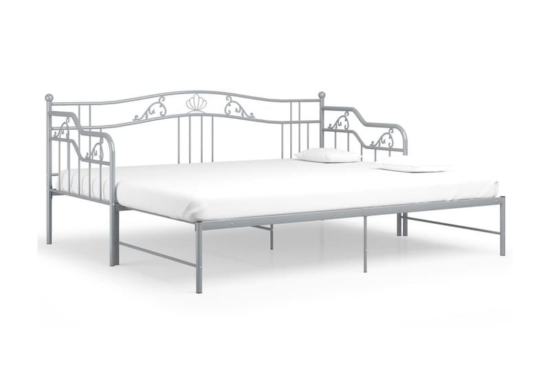 Utdragbar sängram bäddsoffa grå metall 90x200 cm - Grå - Möbler - Vardagsrum - Bäddsoffor - Hörnbäddsoffa