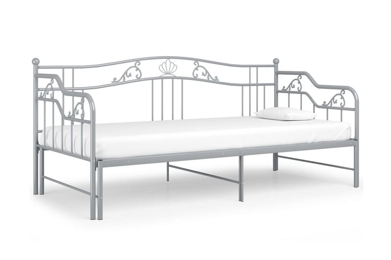 Utdragbar sängram bäddsoffa grå metall 90x200 cm - Grå - Möbler - Vardagsrum - Bäddsoffor - Hörnbäddsoffa