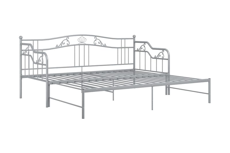 Utdragbar sängram bäddsoffa grå metall 90x200 cm - Grå - Möbler - Vardagsrum - Bäddsoffor - Hörnbäddsoffa